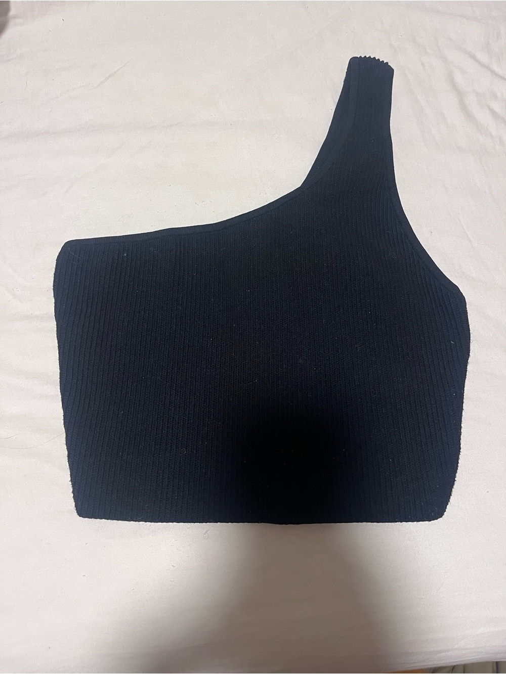 Aritzia Babaton Sculpt Knit One-Shoulder Cropped Tank Top Black M
